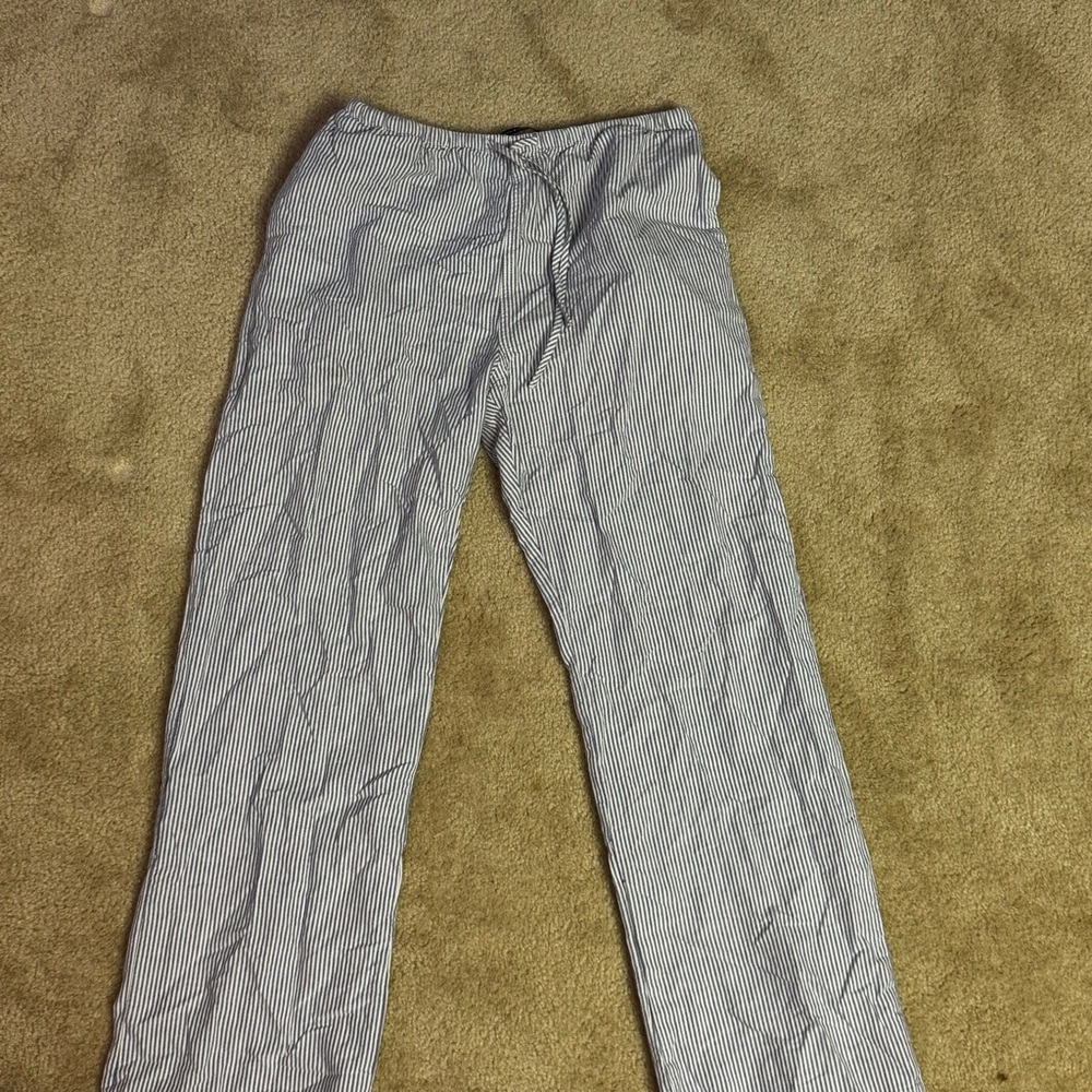 Brandy Melville Black and White Striped Wide Leg Pants